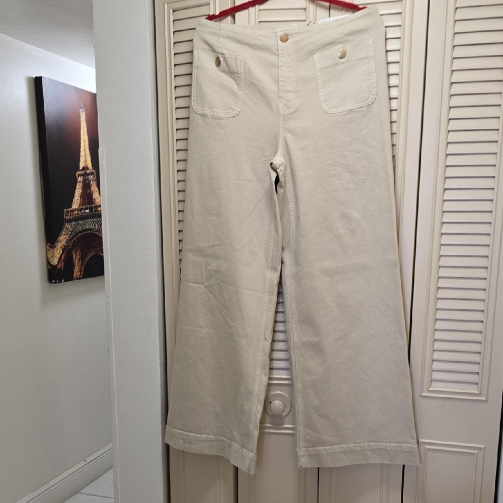 Stradivarius Cream Wide Leg Jeans